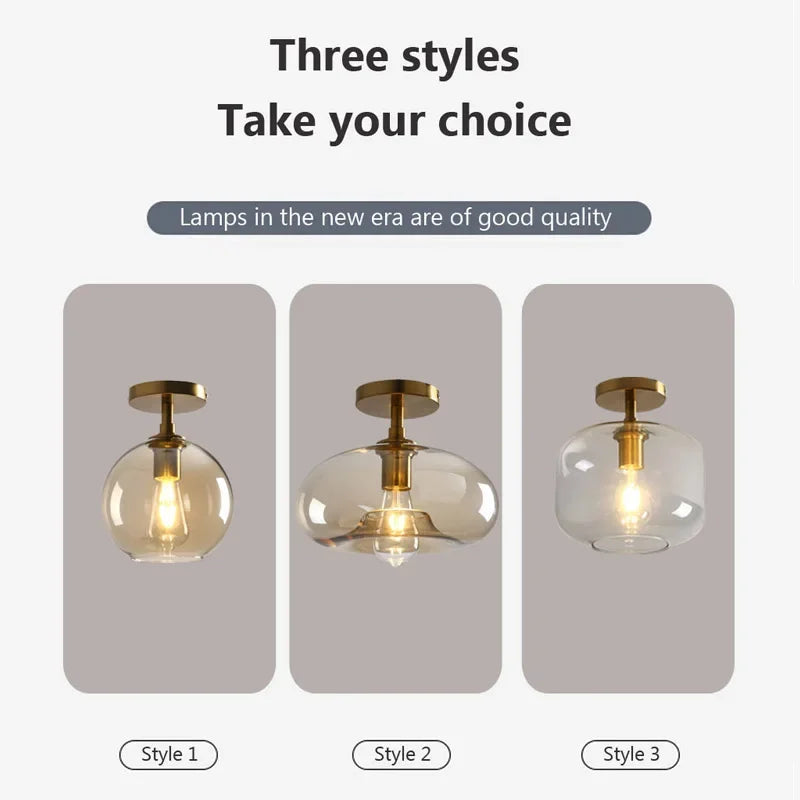 Modern LED Glass Ceiling Light Minimalist Cloakroom Balcony Bedroom Dining Room Lighting Hallway Lamp Indoor Lighting Lampara
