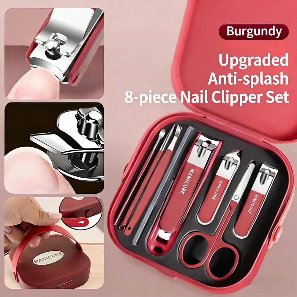 Stainless Steel Professional Nail Care Kit Includes Nail Clippers Manicure Tools Portable Storage Box Ideal for Home Travel Use