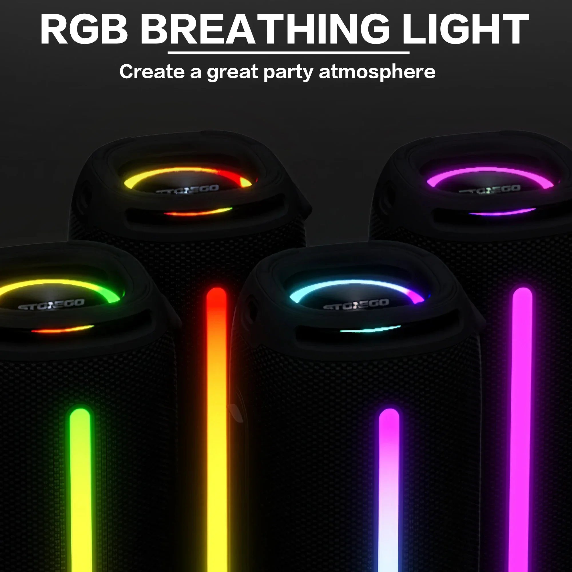 Portable Bluetooth 5.3 Speaker RGB Lantern Waterproof Outdoor IPX6 High Power Audio Subwoofer