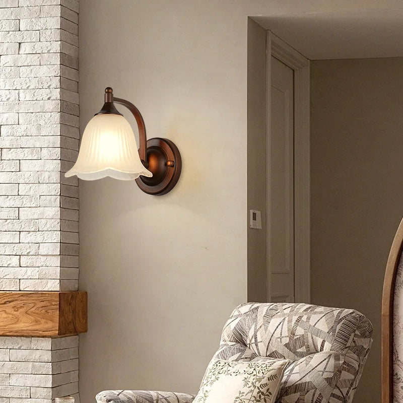 Bathroom Light Lighting with White Frosted Glass Shade, Wall Lamp for Mirror Kitchen Bedroom Living Room Porch