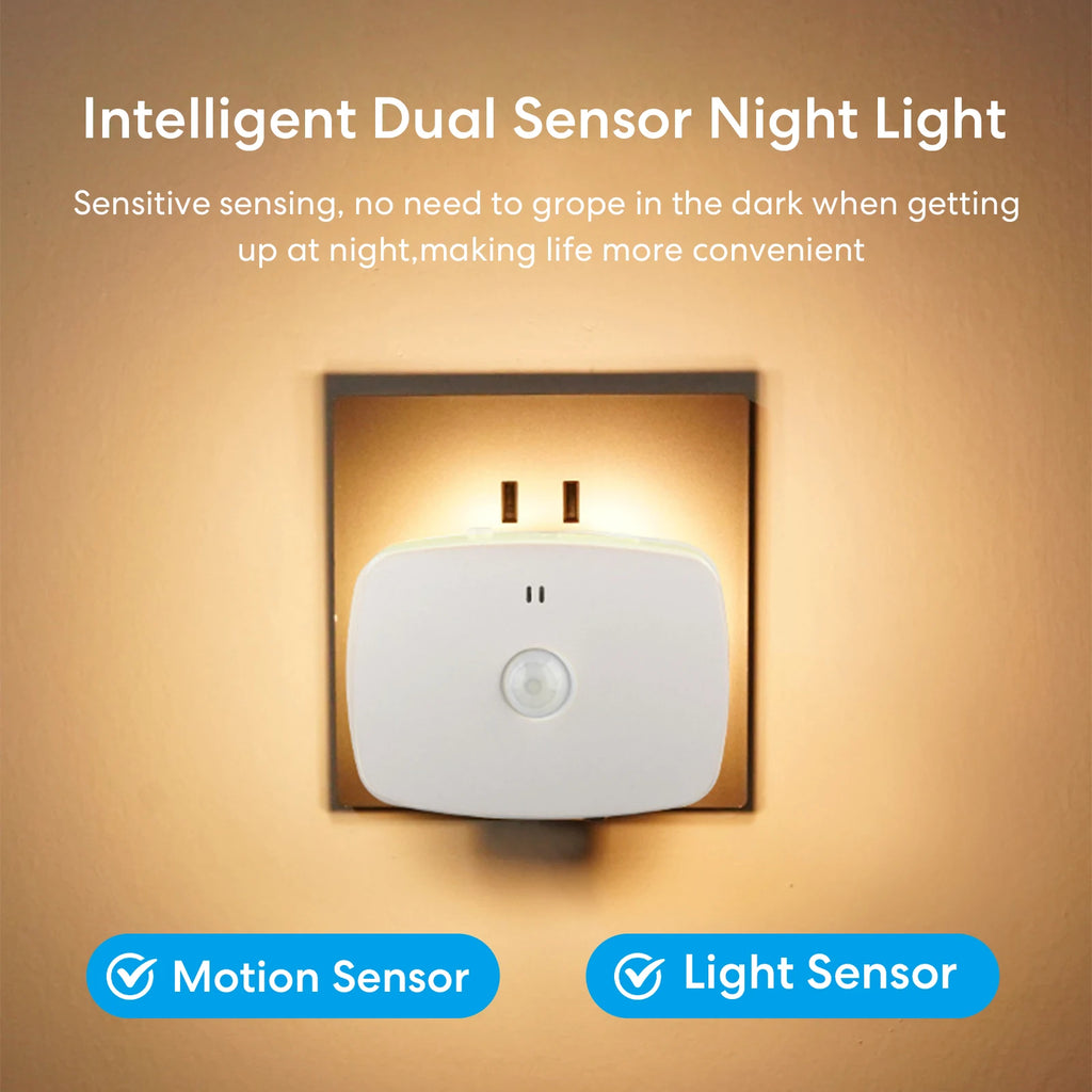 Smart Night Light EU Plug Dimmable LED with PIR Motion Sensor & Light Detection Energy-Saving for Corridor Toilet Stairs