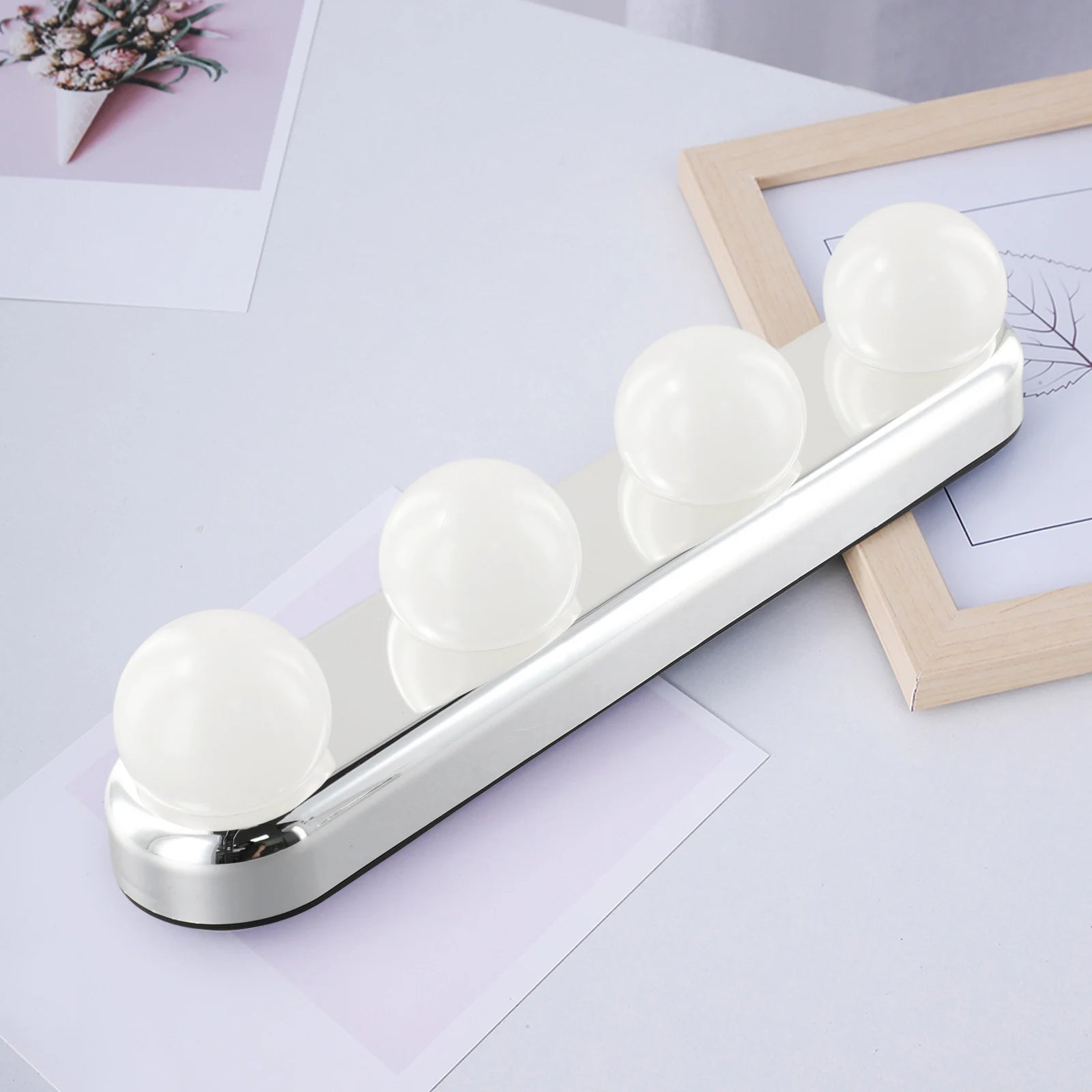 Vanity Lights For Mirror Lighted Makeup Vanity Mirror Dimmable Lights 4 LED Lamps Suction-Cup Mounting Bathroom For Tabletop
