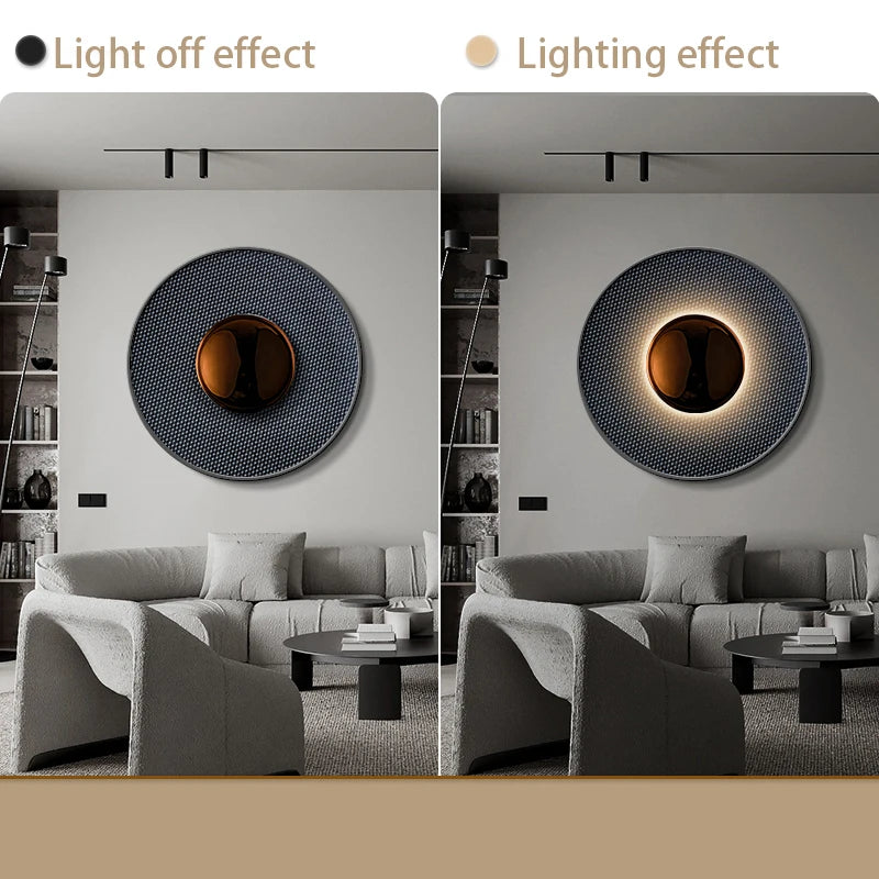 Indoor Modern Minimalist Designer LED Lamp Porch Bedroom Bedside Lighting Decoration Round Background Creative UFO Wall Sconces