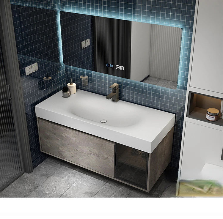 Modern Bathroom Cabinet Smart Mirror Cabinet Rock Integrated Washbasin Bathroom Vanity Cabinets with Sink Bathroom Furniture