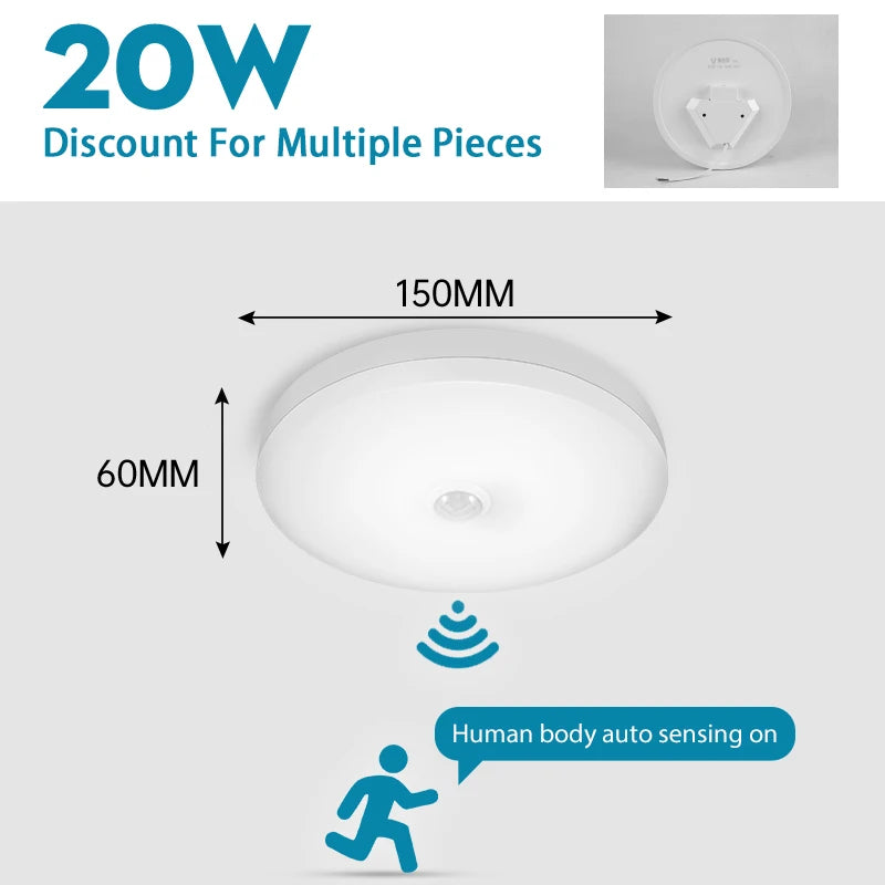 Sensor Lights Led Home Ceiling Decoration Veranda Lustre Indoor Aisle Ceiling Lamps Luminaire Round Chandelier LED Night Lights