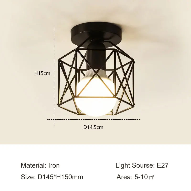 Indoor Retro E27 Ceiling Lamps for Corridor Aisle Interior Vintage Chandelier Lighting Ceiling Lights Fixture Decor for Bedroom