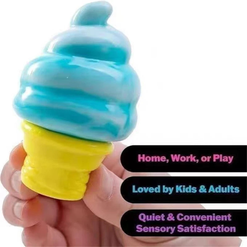 Needoh Sensory Nice Cream Cone Fidget Toy Anxiety Relief Focus Calm Down ADHD Non-toxic Squeeze Stretch Toy for kids adults