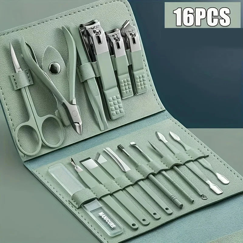 16pcs Professional Nail Care Kit with Travel Case - Manicure & Pedicure Set including Nail Clippers And Cuticle Nippers