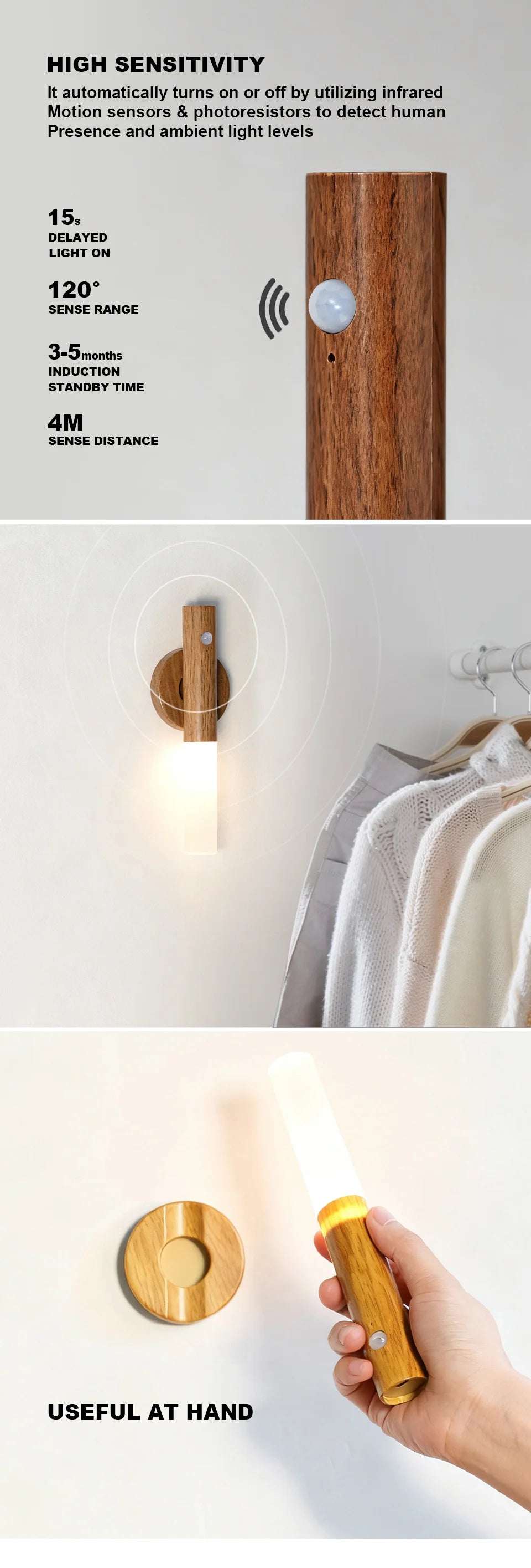 Smart Motion Sensor Night Light Magnetic LED Wall Lamp LED Rechargeable Bedroom Stairs Bathroom Kitchen Cabinet Light Lamp