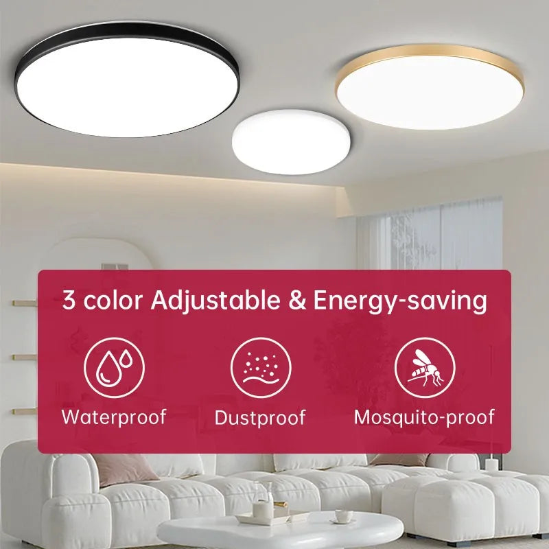 LED Ceiling Lights for bathroom IP44 Waterproof Indoor Kitchen Light AC165-265V 18W/30W/40W Bedroom Ceiling Lamp For Home Panel