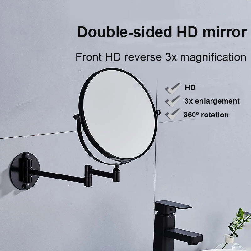 Wall-mounted Bathroom Double-sided Mirror Foldable Bathroom Makeup Mirror Wall Mounted 8 Inch Magnifying Mirror