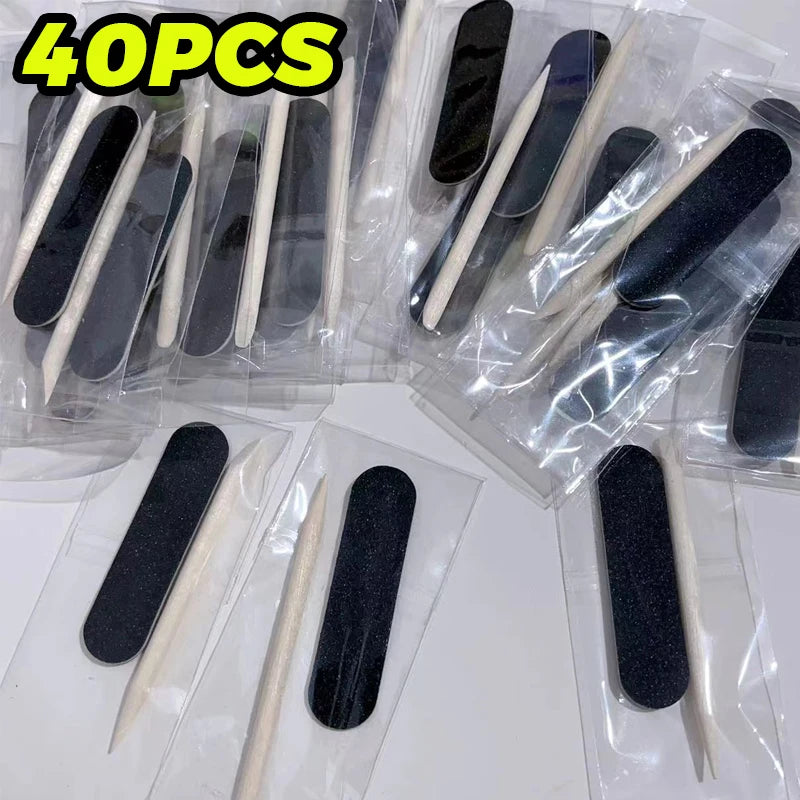 20/80/100pc Disposable Nail File Set Mini Nail Cleaning Care Kit Wood Sticks Nail Art Tools Portable Filer Accessorie Manicure