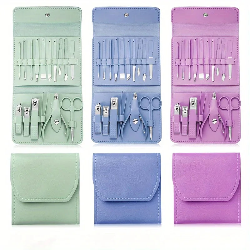 16pcs Professional Nail Care Kit with Travel Case - Manicure & Pedicure Set including Nail Clippers And Cuticle Nippers