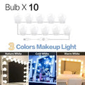 LED Mirror Makeup Mirror w/Lights,Detachable 10LED Bulbs,3 Color Dimmable Vanity Light,Touch Control,USB Powered,Dressing Table