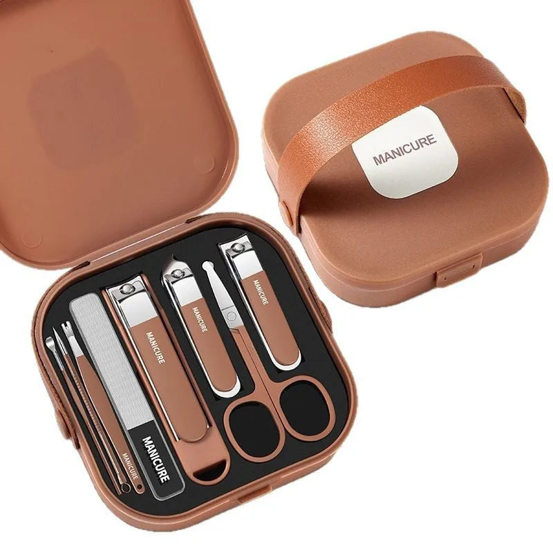 Nail Care Kit Anti Splatter Manicure Set Stainless Steel Clipper Buffer File Grooming Tools With Portable Travel Case