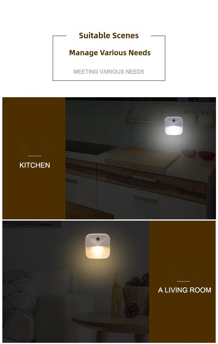 Led Wall Lamp EU Plug-In Smart Light Control Sensor Light 220V Wall Light for Home Corridors Bathrooms Hallways Closet Bedroom