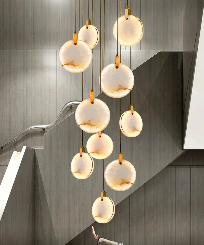 Modern Decorative Lighting Attic Lobby LED Chandelier Luxury Living Room Staircase Marble Pendant Light Villa Ceiling Chandelier