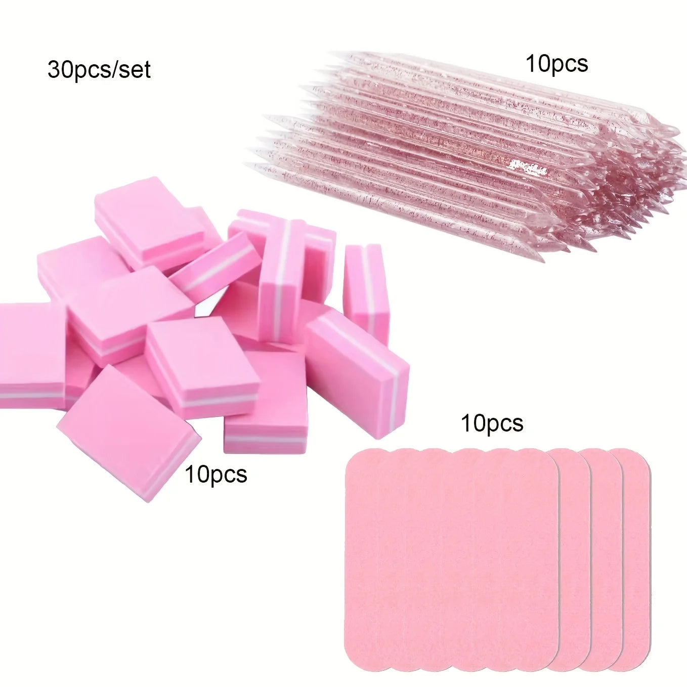 1set-30pcs Nail Care Kit: Mini Files, Buffers & Sticks - Perfect for Jewelry Polishing & Manicures