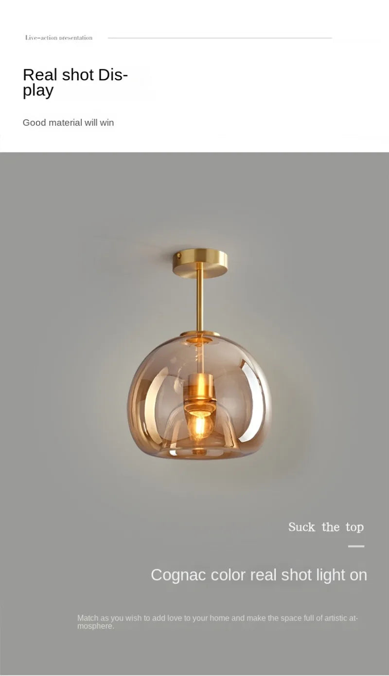Nordic Modern Glass Ceiling Lamp Bedroom Bedside Restaurant Kitchen Bar Island  Hanging Led Chandelier Lights Indoor Lighting