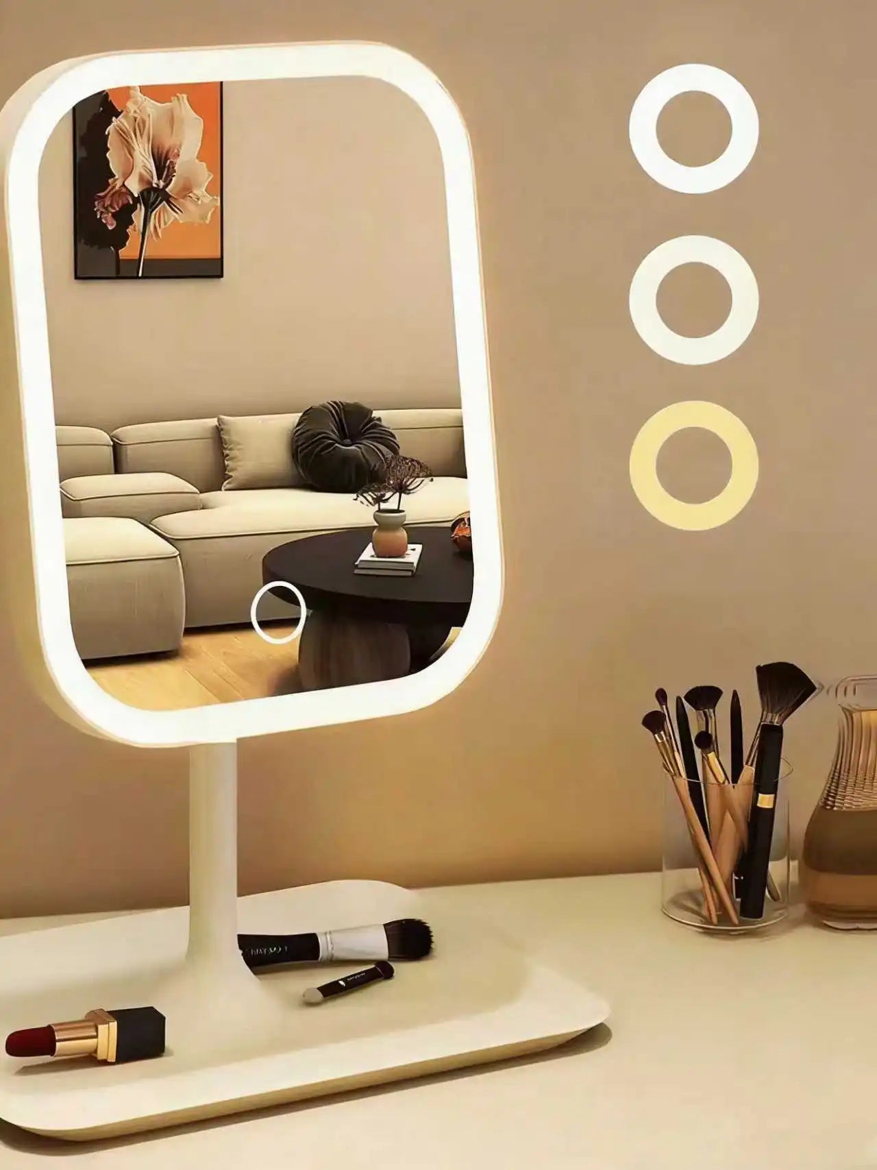 Vanity Mirror 3 Color Light LED Makeup Mirror with 10X Mirror  Touching Cosmetic Mirror Women Bedroom Dressing Mirror