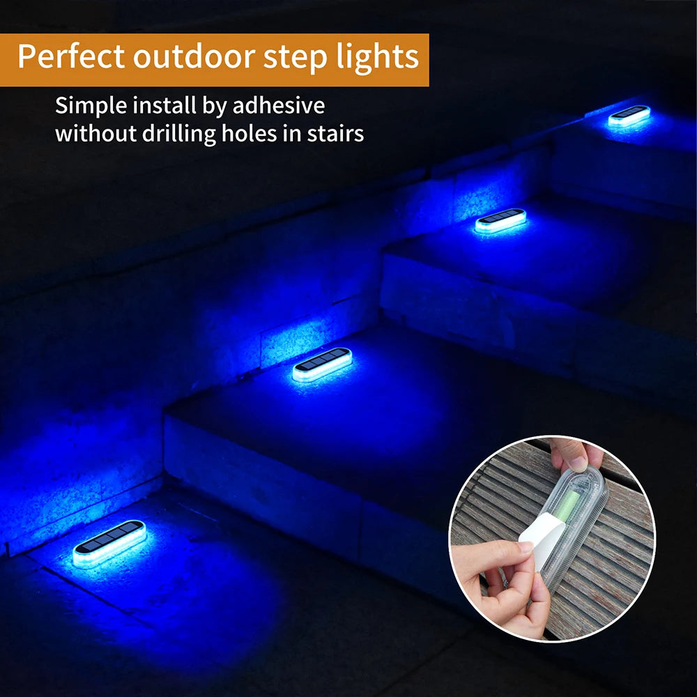 Outdoor Solar Deck Light Waterproof IP68 Stair Lamp with 30 LEDs for Railing Fence Yard Exterior Decorative Lighting
