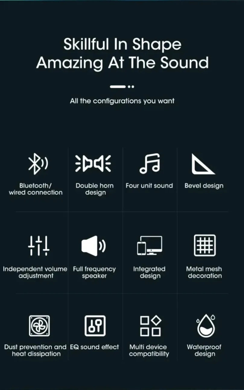 Bluetooth Long Wired Small Speaker Double Speakers High Volume Computer Mobile Phone Home TV Notebook Multimedia Desktop Speaker