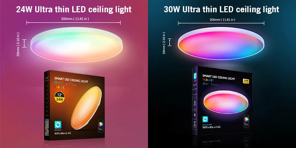 Smart Led Ceiling Light 24W Round Chandelier 30W Audio Music Play APP Bluetooth WIFI Ultra Thin Ceiling Lamp Indoor Lighting