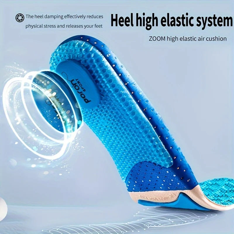1 Pair Silicone Basketball Sports Insoles - Shock Absorption Sweat-Absorbing Breathable Air Cushion Soft Shoe Pads for Men Women