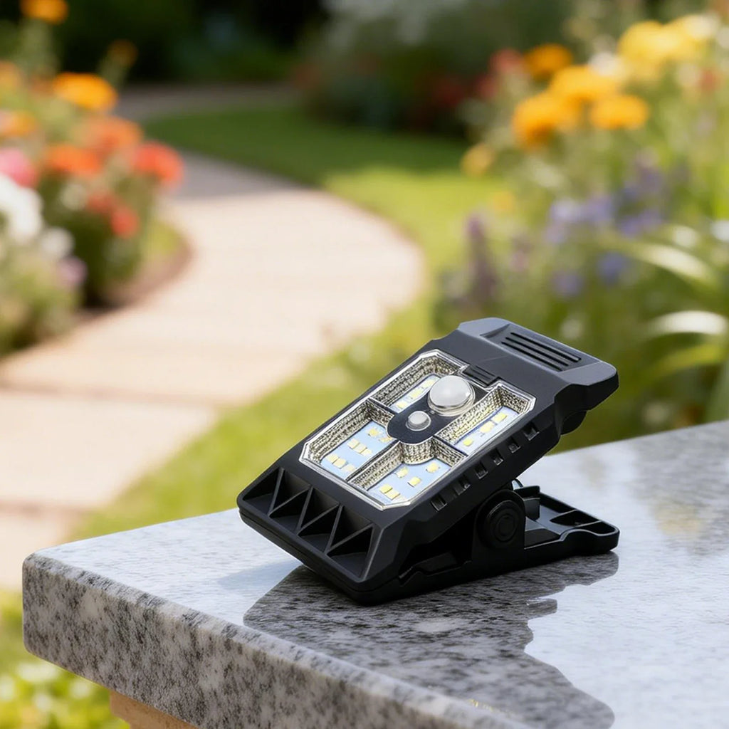 Motion sensor solar outdoor wall lamp with charging clip waterproof LED light for garden driveway porch security