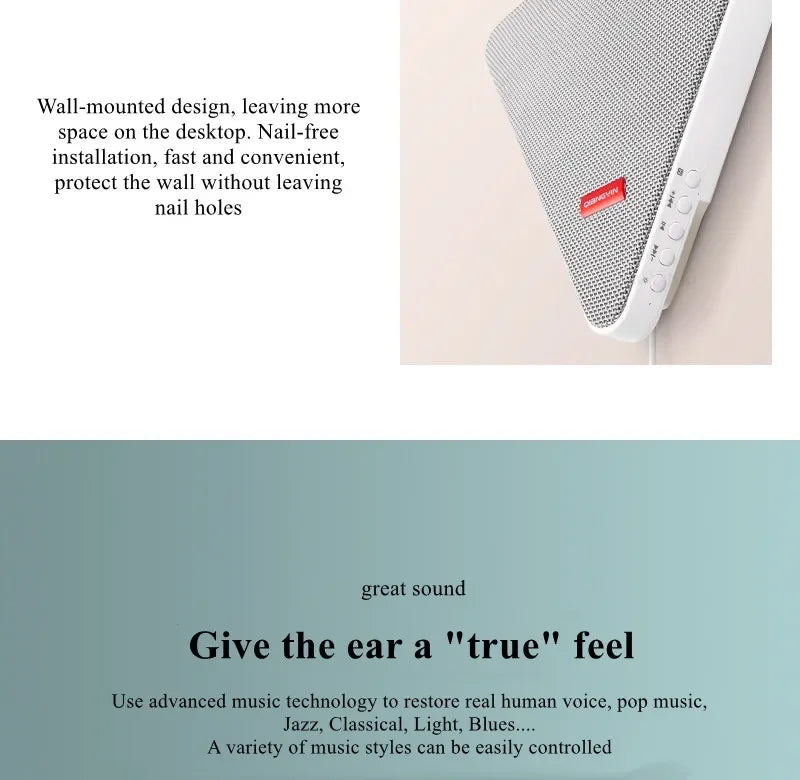 Home Multi-functional Bluetooth Speaker Wall-mounted Audio System Indoor Walls Are Non-porous and Suitable for Bedrooms and Shop