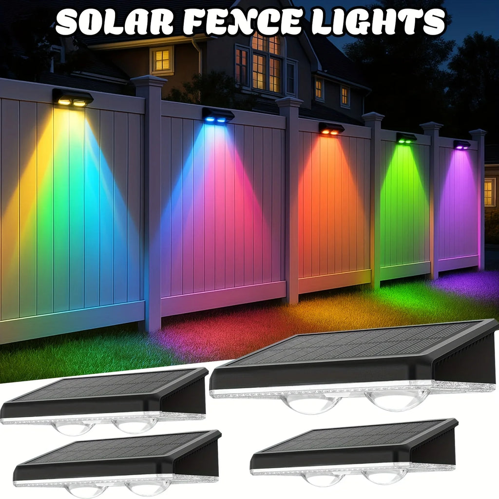 4/2 Pack Solar Fence Lights Multi Colour Garden Wall Lights for Villa Garden Fence Holiday Walkway Home Landscape Lighting