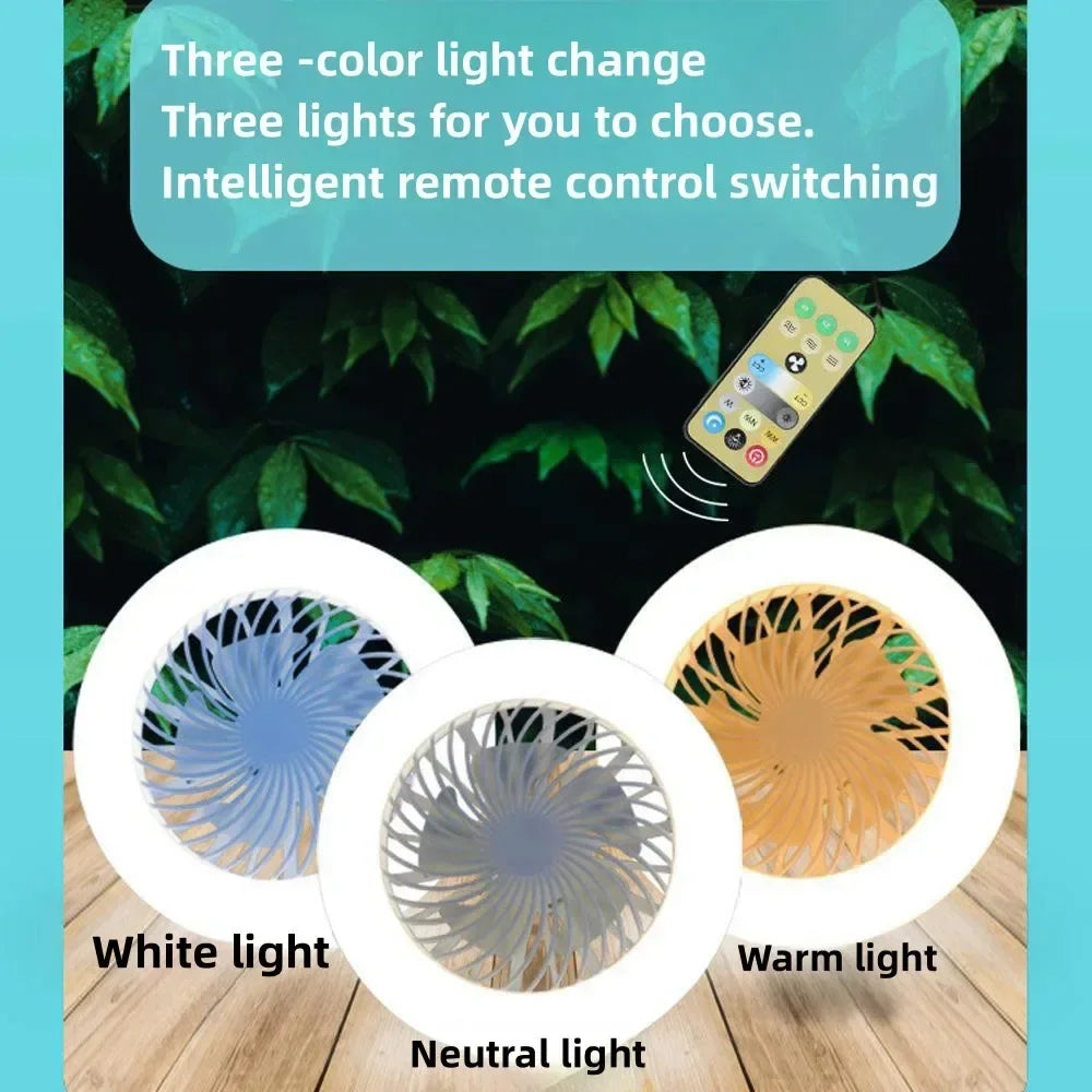 Smart 3 In 1 Ceiling Fan With Remote Control Lighting E27 Conversion Base 85-265v Lighting Base Suitable for Bedroom and Living