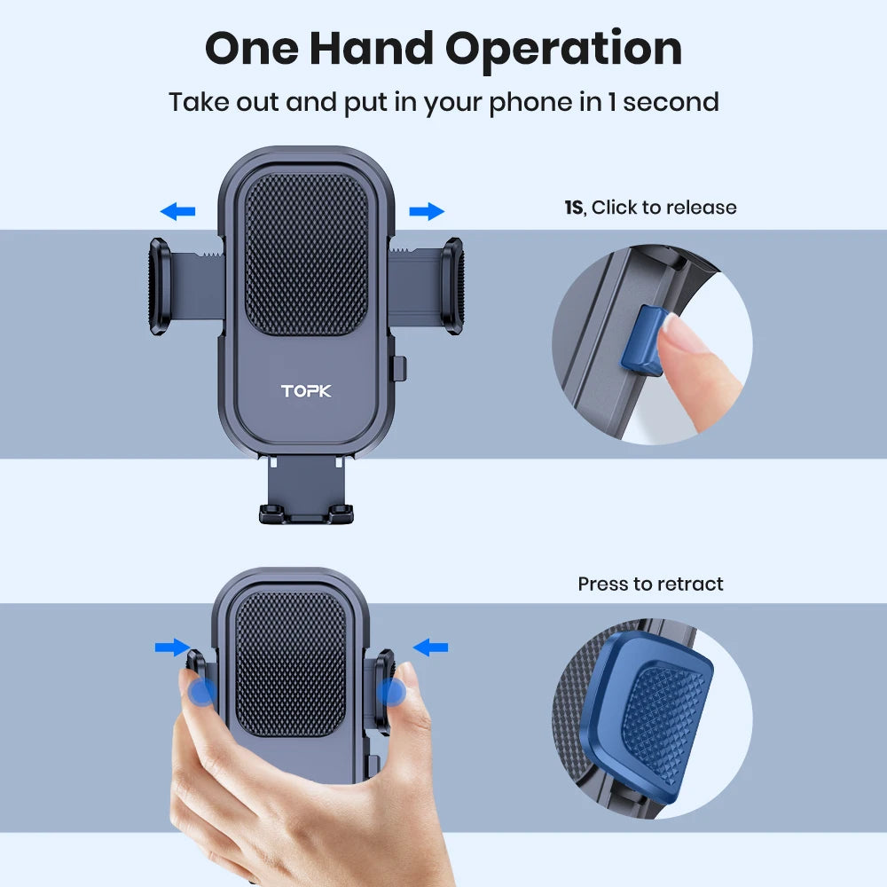 TOPK Car Phone Holder Air Vent Mount Cell Phone Holder Car Mount Compatible with iPhone 15 14 13 Pro Max Plus All Phones