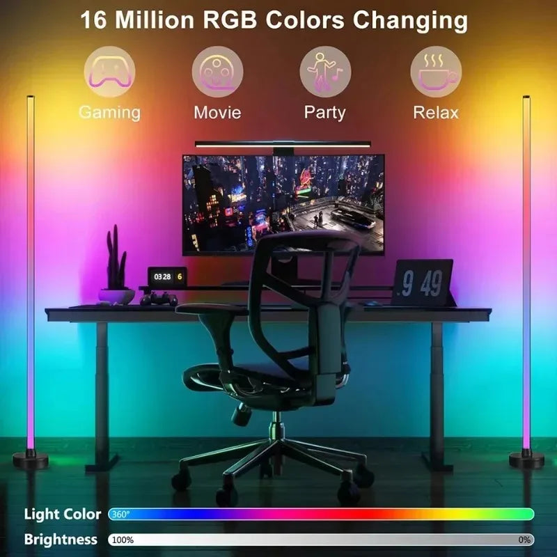 Smart LED Floor Lamp RGB Remote & APP Control Music Sync Corner Lighting Modern Mood Standing Lamp for Living Room Gaming