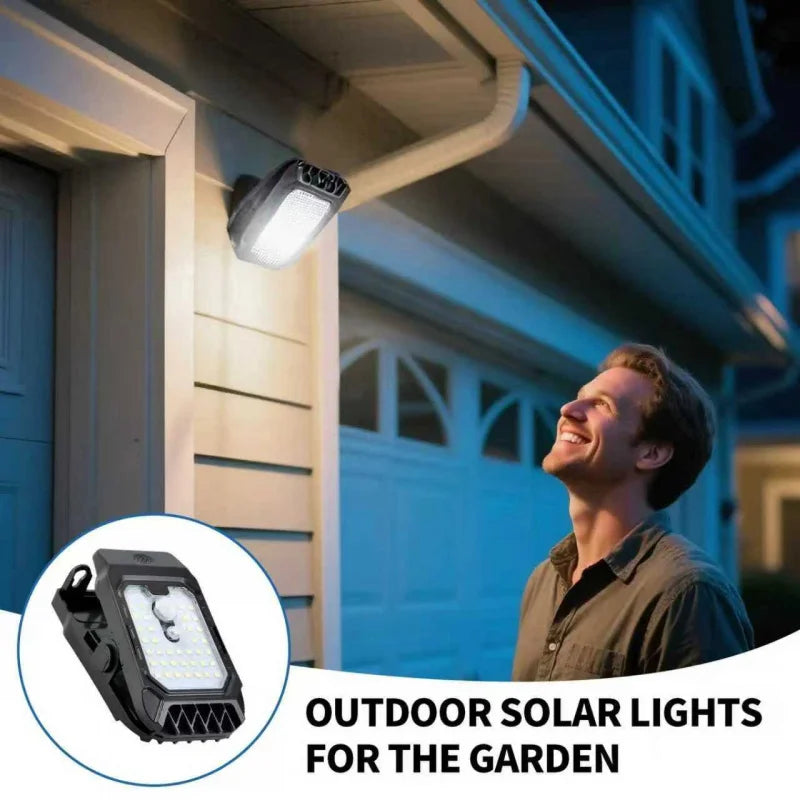 Motion sensor solar outdoor wall lamp with charging clip waterproof LED light for garden driveway porch security