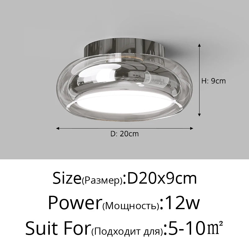 Italian Minimalist Designer Glass Ceiling Light Circular Corridor Lamp Hallway Living Room Dressing Room Lighting Decoration