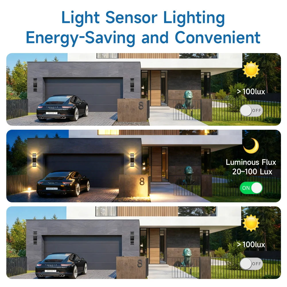 Smart Outdoor Wall Light Waterproof LED Wall Lamps Motion Sensing Porch Lights Exterior Sconce Lamps For Balcony Garden Backyard