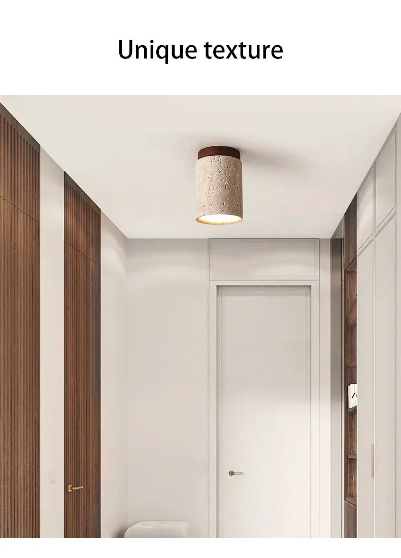 Modern Stone Travertine Ceiling Lamp Bedroom Corridor Flush Mounted Foyer Hallway Staircase Indoor Lighting Fixture Decoration
