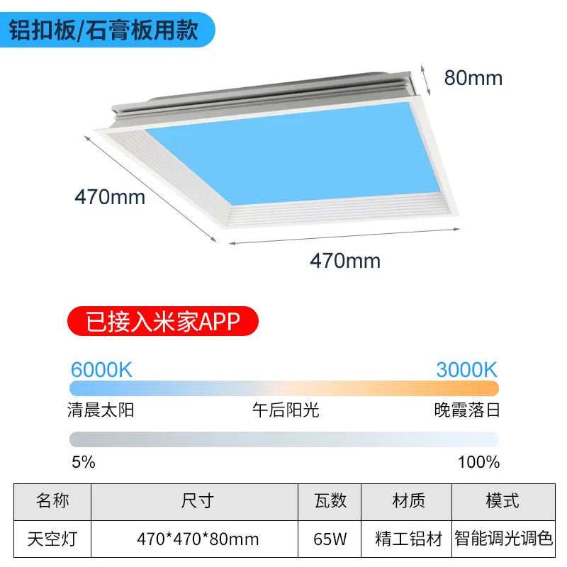 Modern Smart Integrated LED Ceiling Light Sky Blue Clouds Effect Daylight Simulation for Kitchen Home Lighting Room Decor