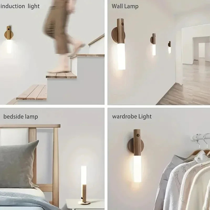 Smart Motion Sensor Night Light, Rechargeable LED Wall/Cabinet Light for Bedroom,Kitchen, Bathroom - Anti-Collision & Shockproof