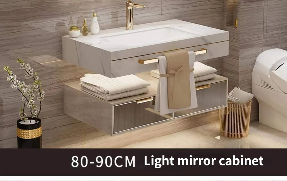 Modern Slate Bathroom Cabinet with Double Washbasin Smart Mirror Ceramic Bathroom Vanity Cabinets Under Sink Bathroom Furniture
