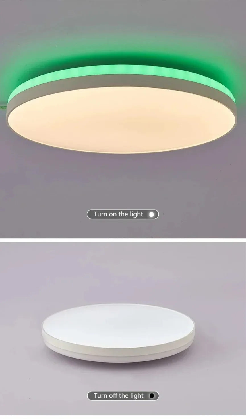 Smart LED Ceiling Light with RGB Backlight Bluetooth Tuya APP Remote Control Dimming Living Room Bedroom Home Decor Ambient Lamp