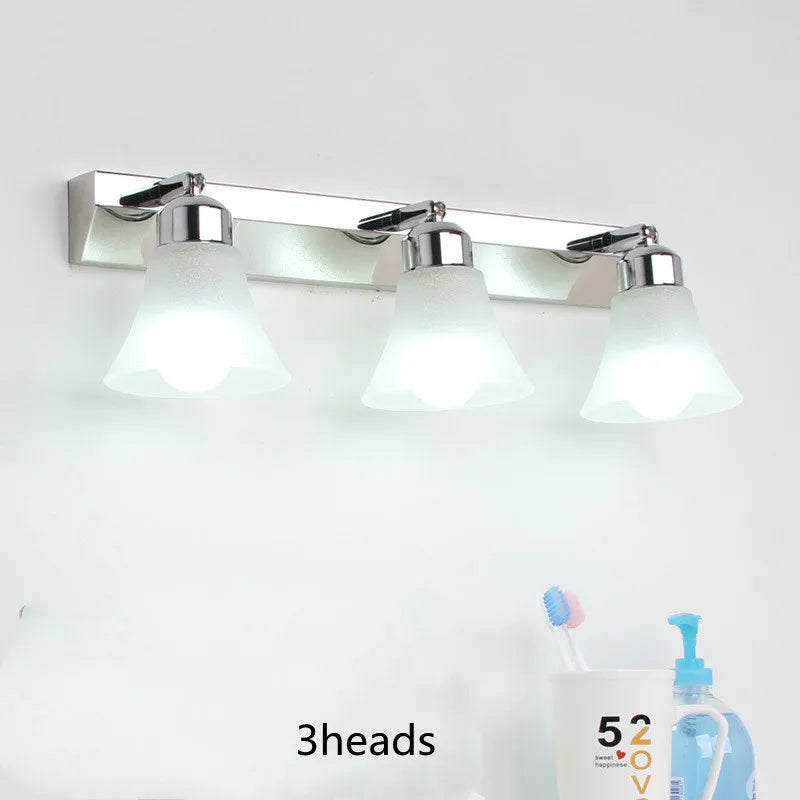 Modern Wall Mirror Light for Bathroom Dressing Room 3/4/5 Lights Silver Wall Lamp Glass Lampshade E27 Indoor Decoration Lighting