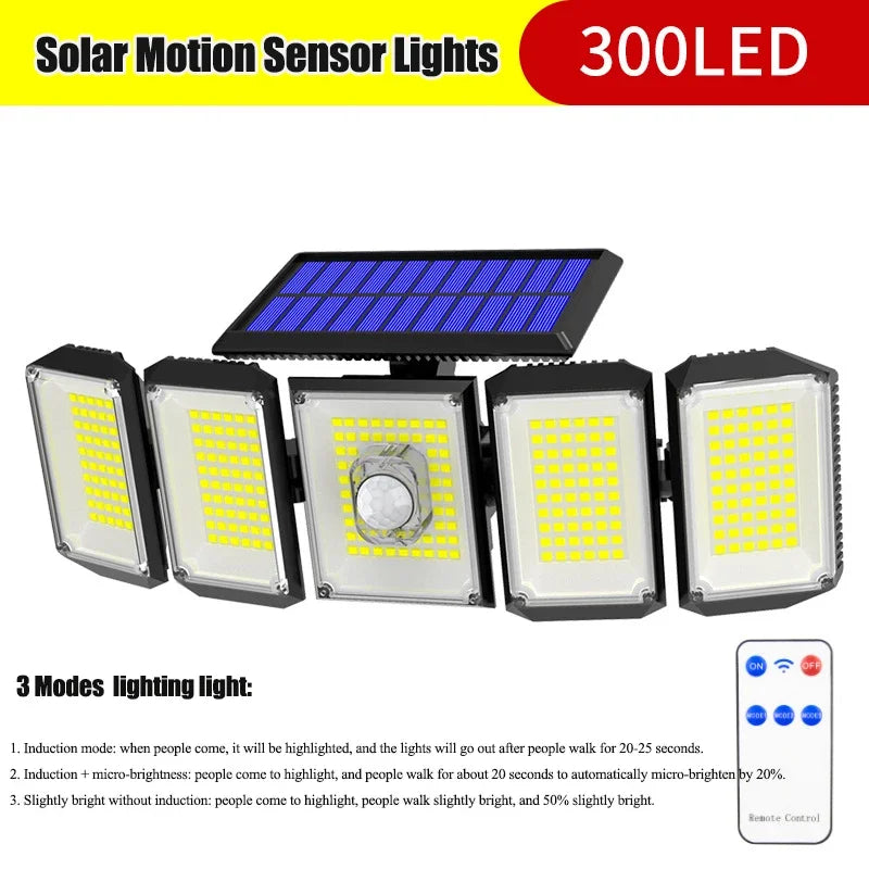 Solar Motion Sensor Lights Outdoor IP65 Waterproof Outdoor Wall Lamp Adjustable Wide Angle Solar GardenSecurity Lighting
