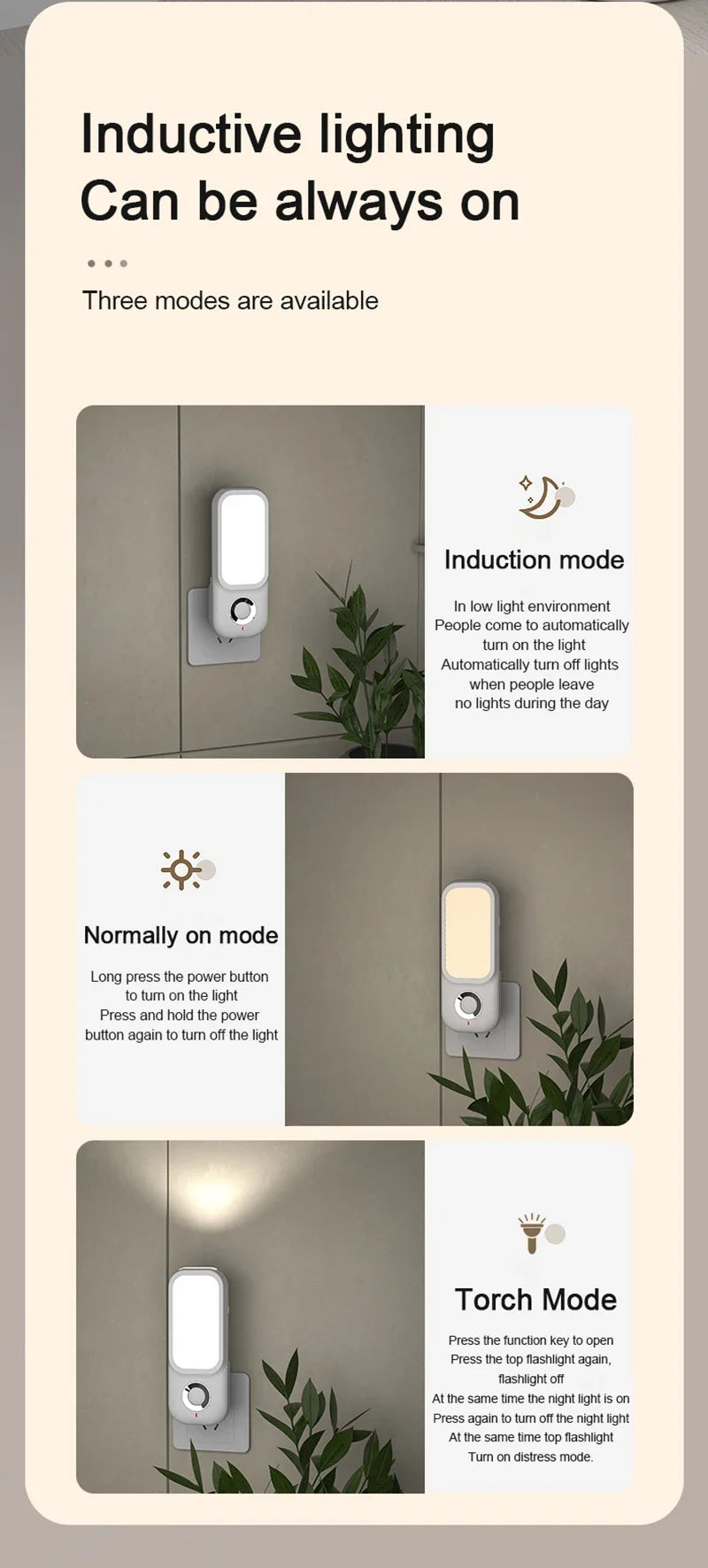 LED Motion Sensor Night Light Wireless Charging Flashlight for Bedroom Corridor Porch Bathroom Hallway Dusk to Dawn Wall Mount