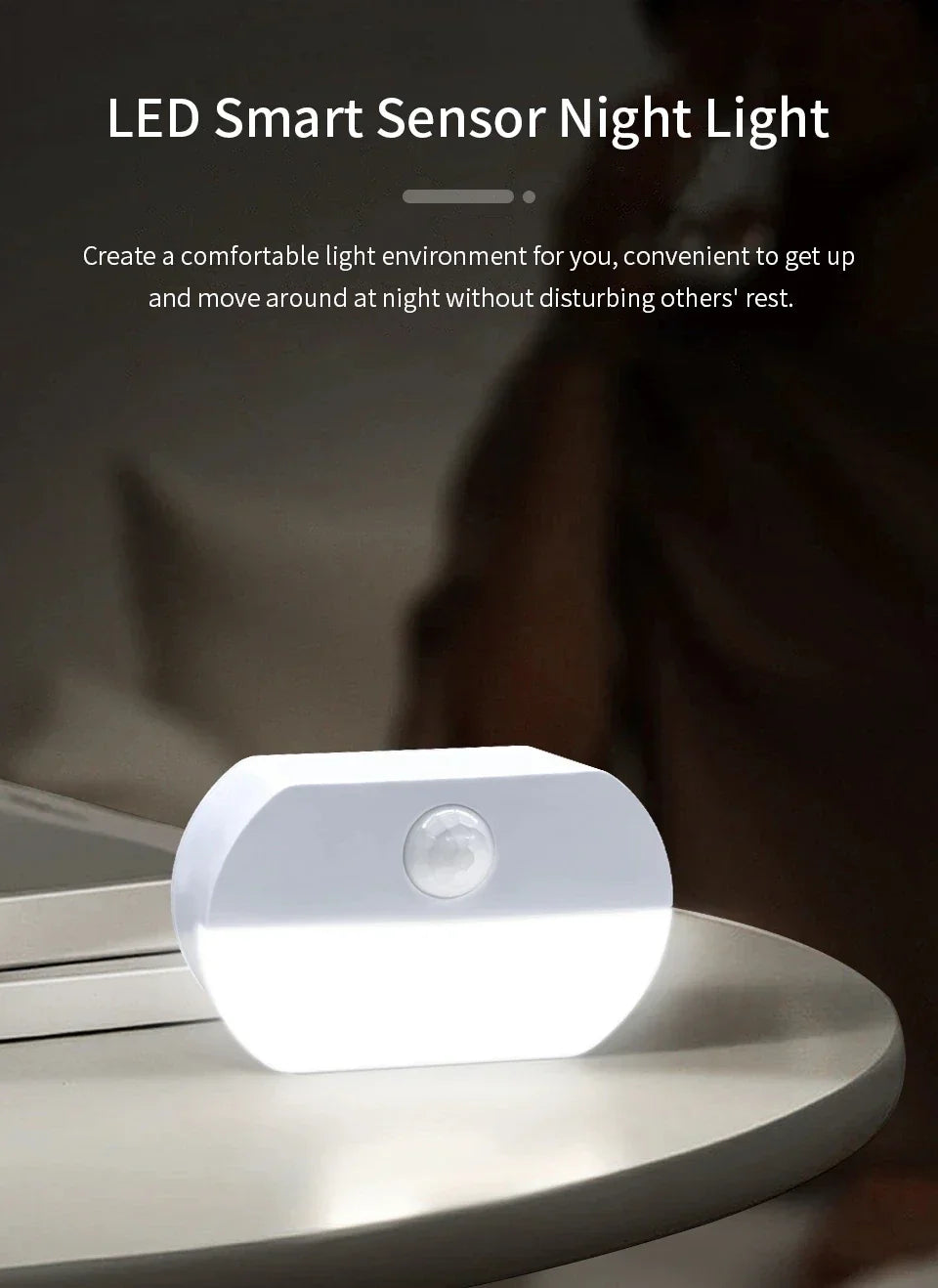 Motion Sensor Led Night Light Human Infrared Kitchen Cabinet Lamp Bathroom Closet Stairs Lighting  AAA Battery not including