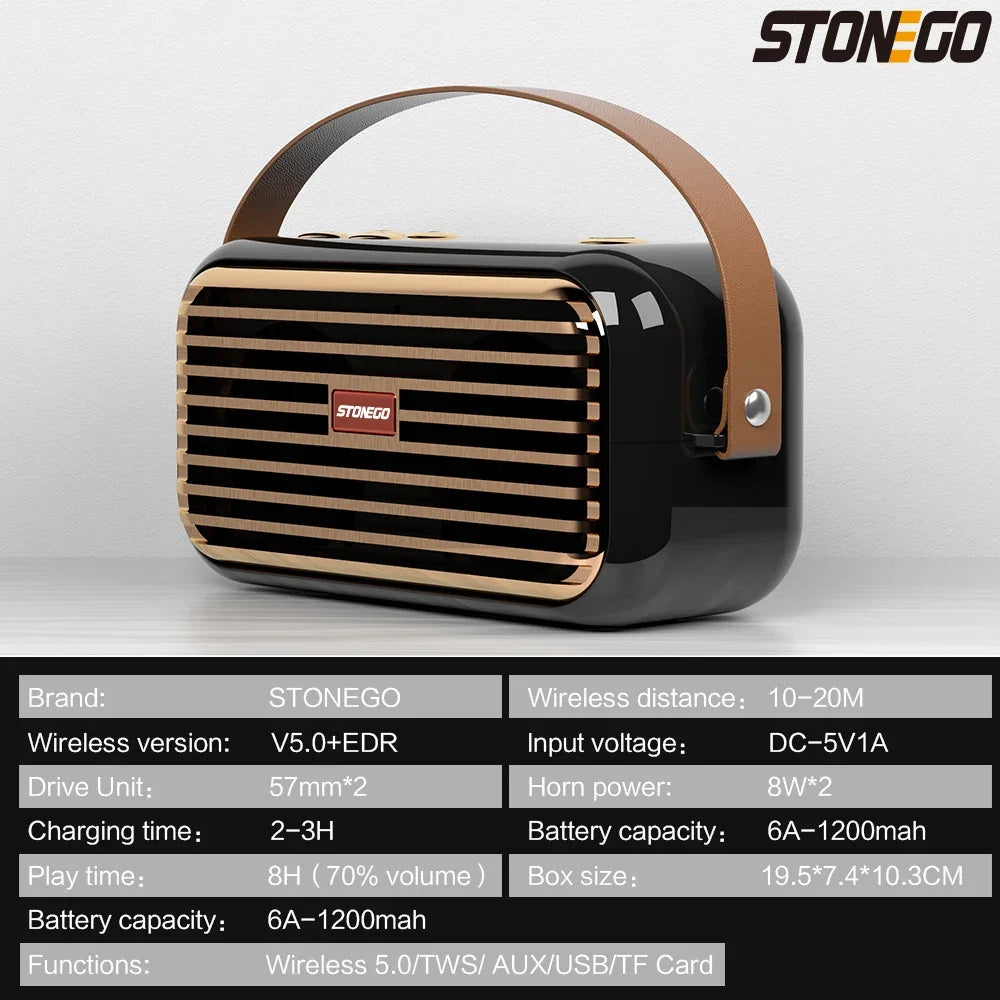Wireless Bluetooth Speaker with Stereo Sound Extended Bass TWS Bluetooth 5 0 TF Card USB AUX Audio Input