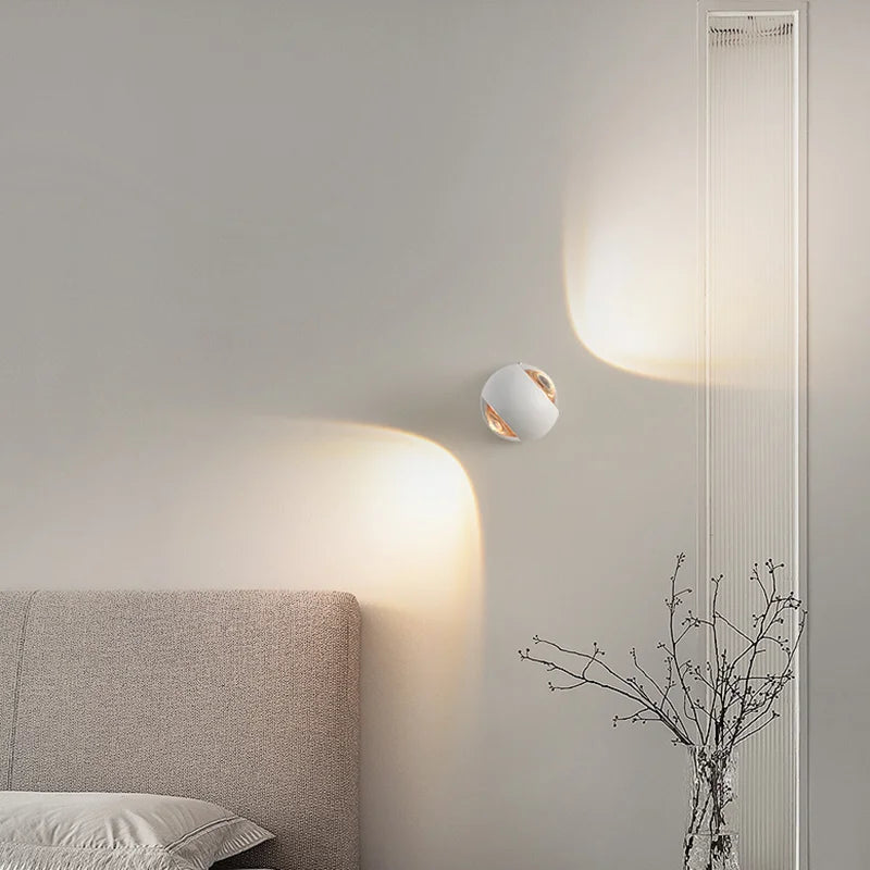 Indoor Home Decoration Sconce Light Metal Body Acrylic Lampshade Up Down Wall Lamp Modern Bedroom Reading Rotatable Spot Lustres