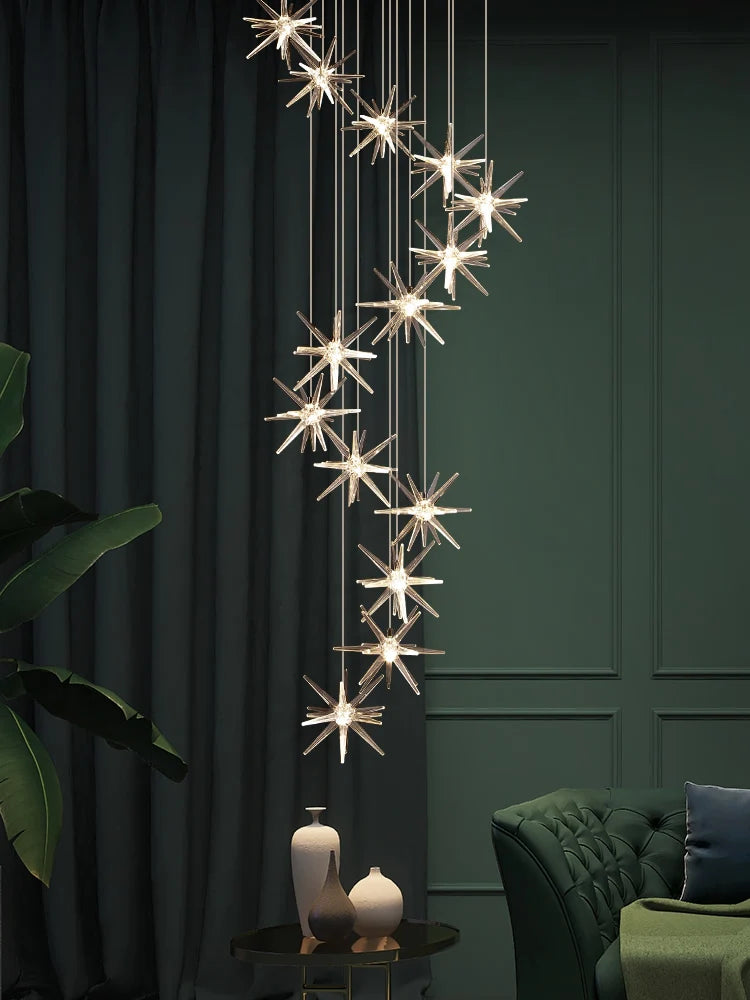 Lustre Attic Kitchen Hotel Led Ceiling Chandelier for Dining Decor Living Room Lamps Modern Meteor Shower Indoor Pendant Light