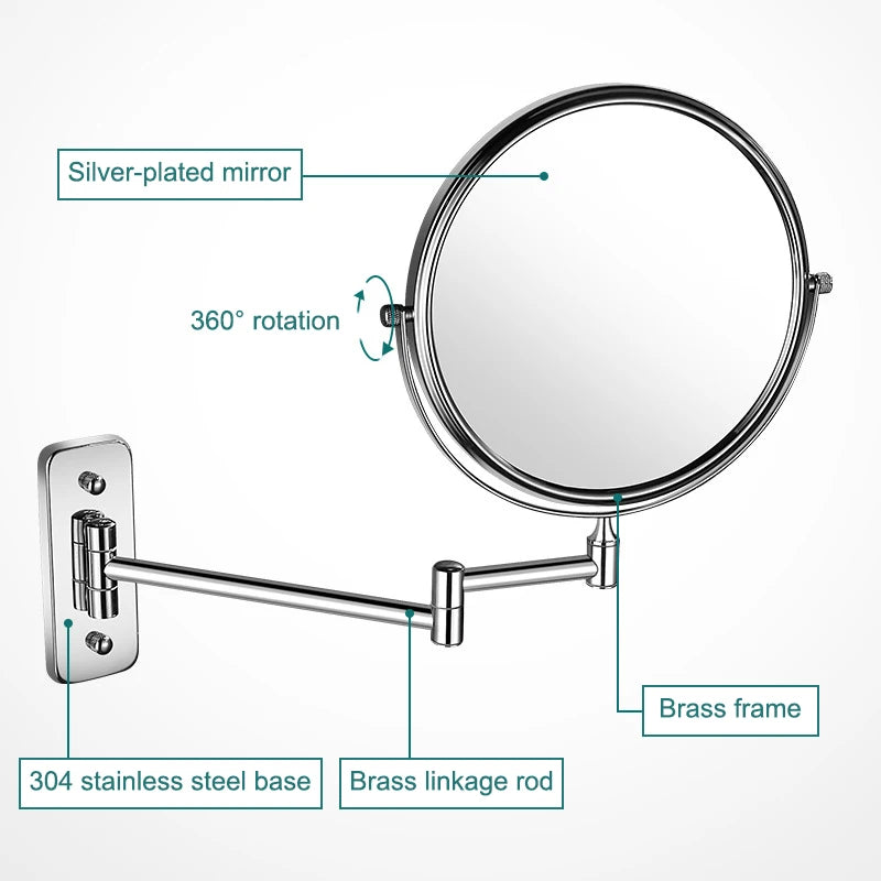 Bathroom Makeup Mirrors Wall Mount Extending Folding 3x 5x 10x Magnification Bath Mirror Double Side Mirror